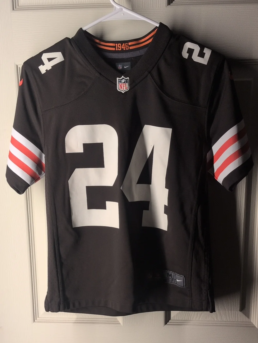 Nike Kids Football Jersey #24 with White and Orange Accents